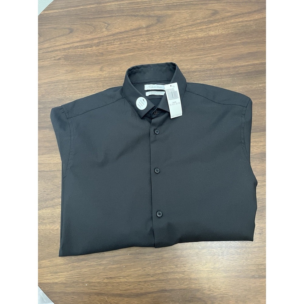 Calvin Klein Slim Fit Long sleeve Mens M Dress Shirt Black 15-15 1/2 32/33